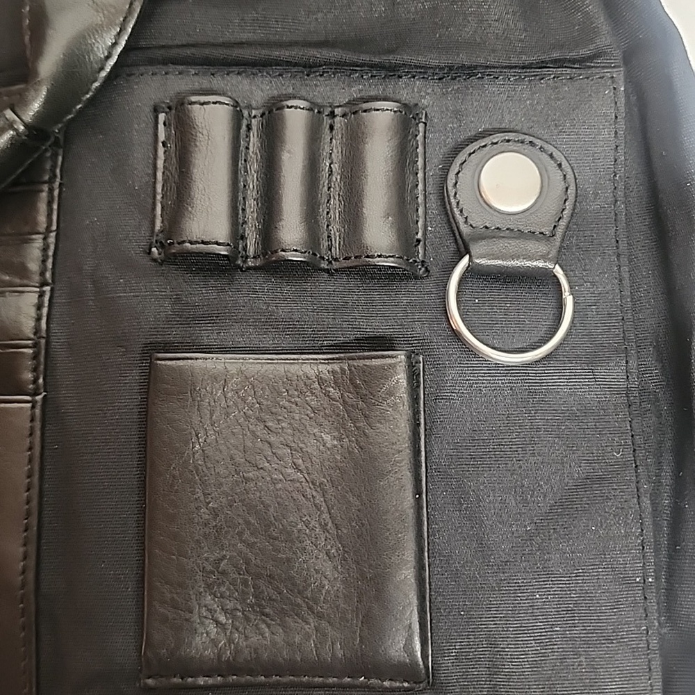 HOBO INTERNATIONAL Black Leather Unisex Bag. Organizer Carryall Minimalist Sz L - Picture 6 of 13